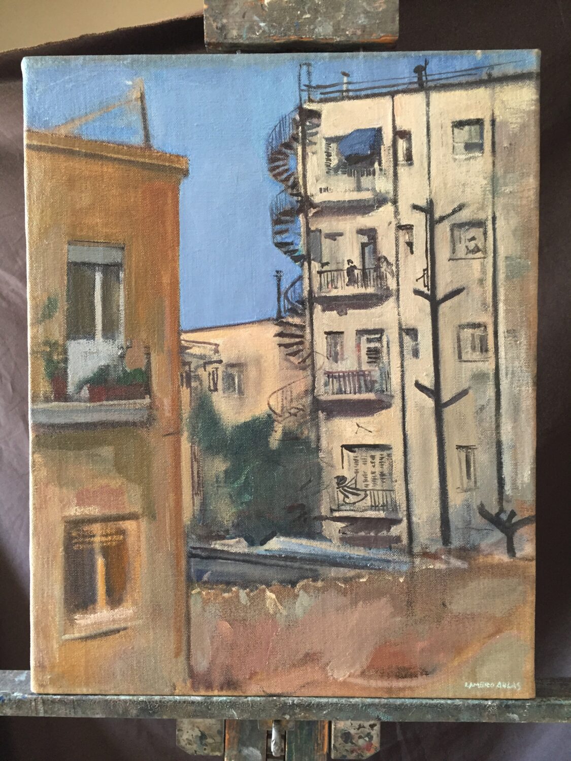 Urban landscape with balconies by Lambro Ahlas